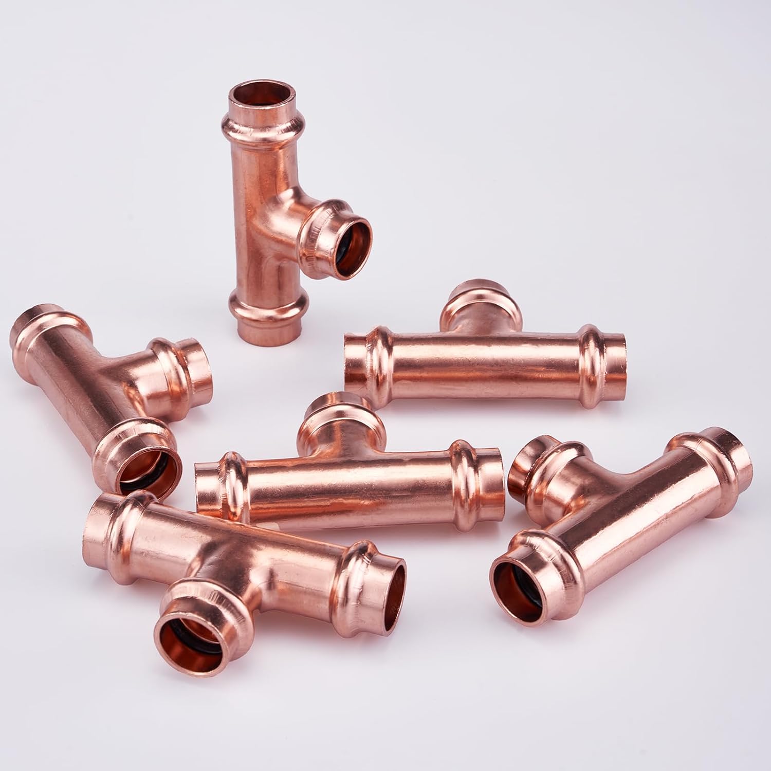 Copper Press Fittings Equal Tee, 10-Pcs 1/2 x 1/2 x 1/2 inch Heavy Duty Pro Press Fittings, P x P x P for Copper Fitting Connection, NSF 61 & 372, cUPC Certified