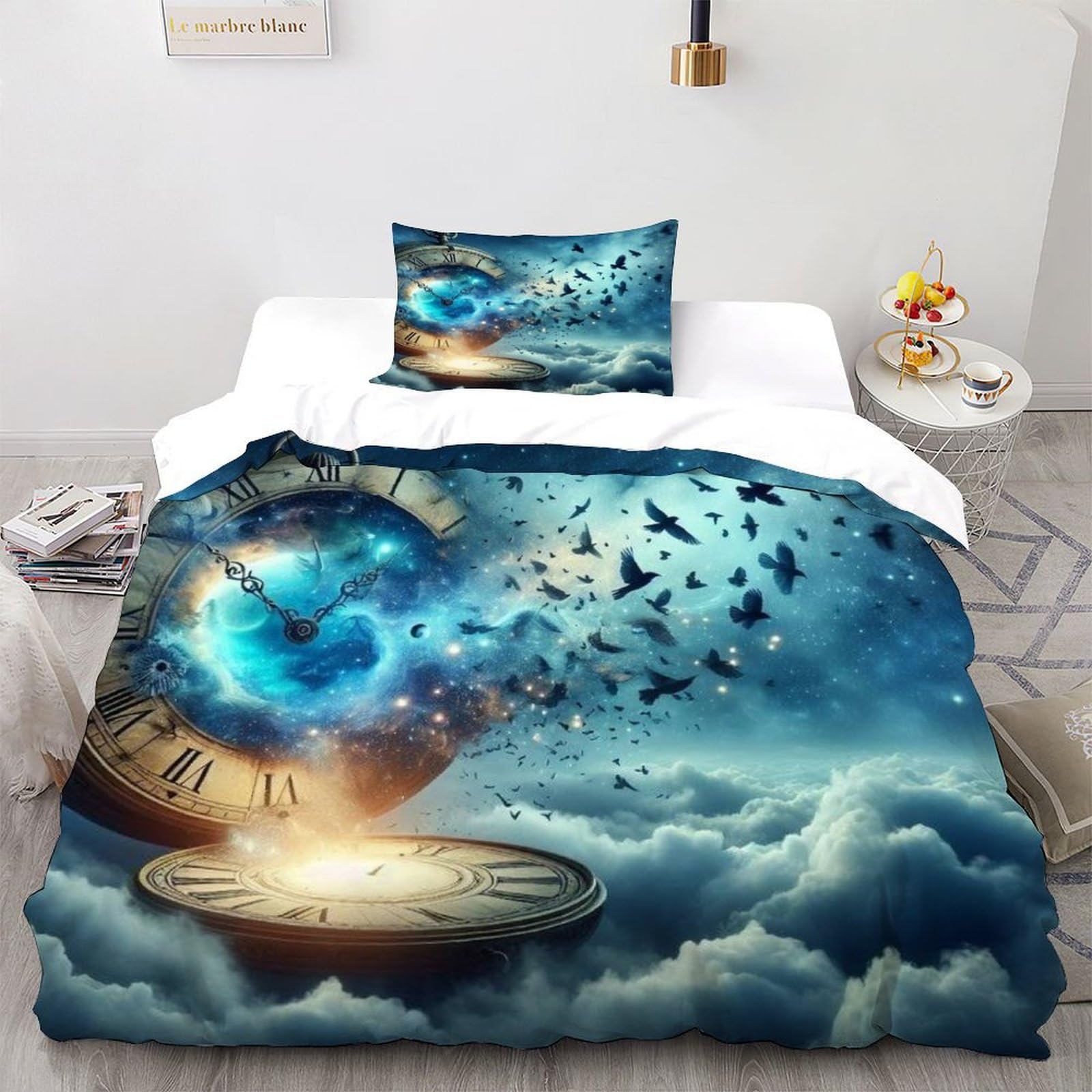 Couette space themes Horloge Xinghai pour créer une ambiance galaxie relaxante en chambre