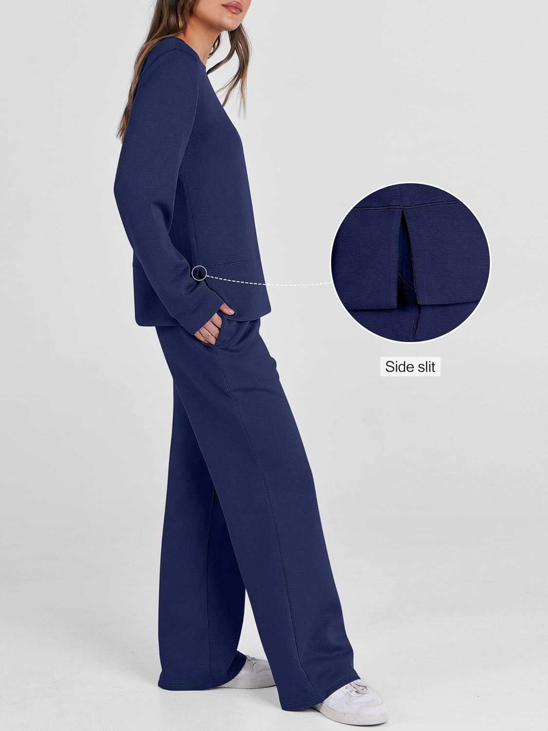 ANRABESS Women's 2 Piece Lounge Sets Casual Travel Outfits Wide Leg Tracksuit Sweatsuits Matching Set 2026 Fall Clothes - Image 4