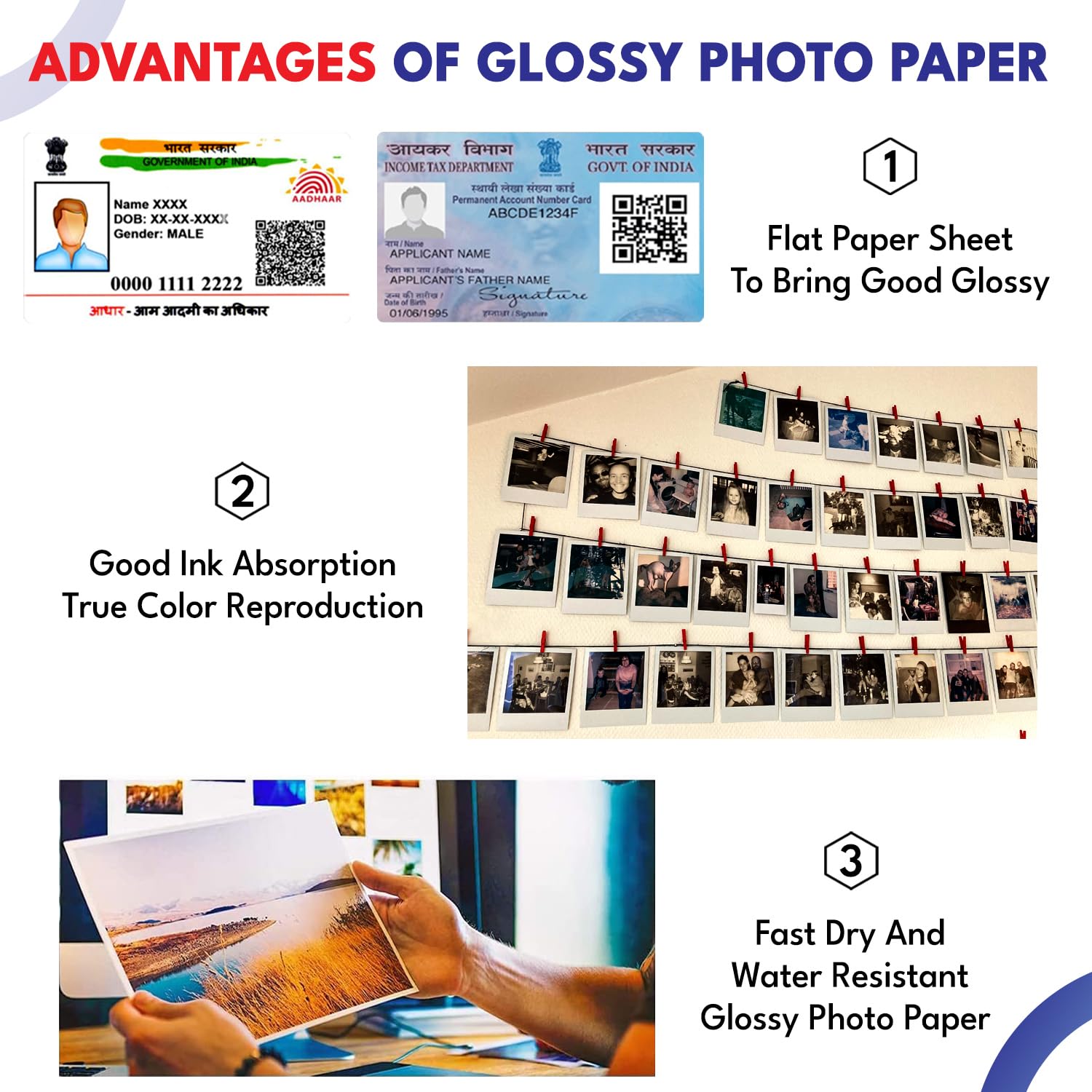 Polycrom Korean Photo Glossy Inkjet Paper A4 Size - White,Vibrant, Crisp, Smudge Proof, Dry Fast : 210 GSM 50 Sheets… 4