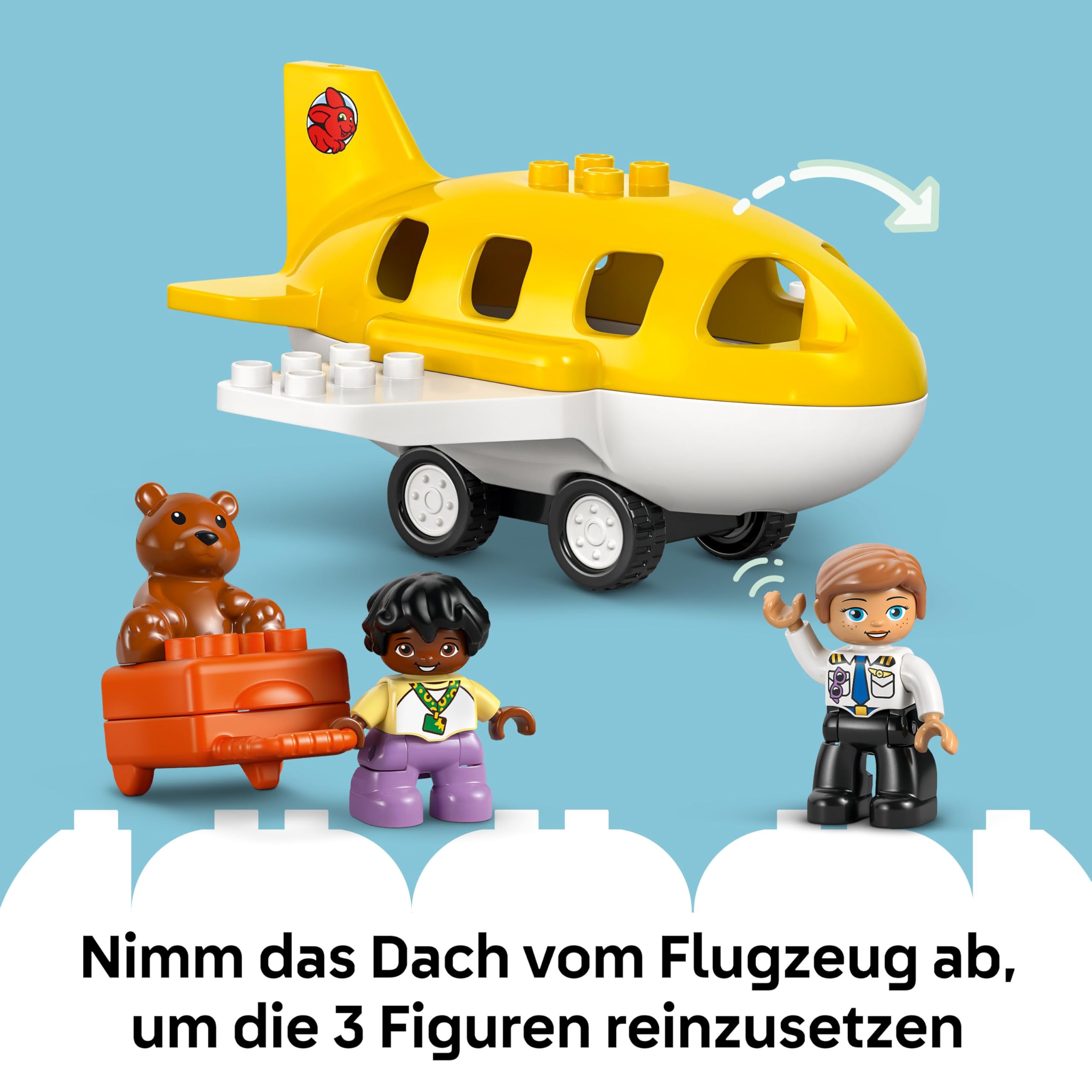 LEGO DUPLO Town Erster Besuch im Flughafen - Lernspielzeug zur Förderung der Motorik für Kleinkinder - inkl. Flugzeug, 2 Figuren & Teddybär - Geschenk für Jungen und Mädchen ab 2 Jahren - 10443