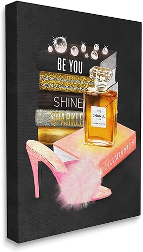 Miniatura 3 de Stupell Industries Botella de perfume motivacional Be You con tacón de pompón esponjoso, diseño de Ziwei Li