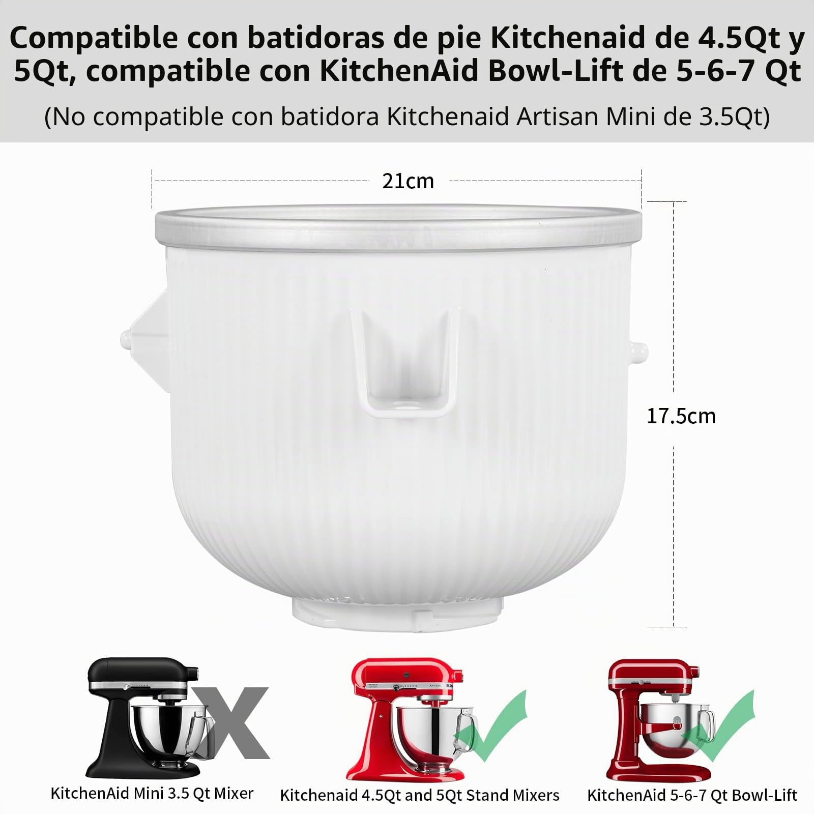 Gdrtwwh Accesorio de Helado para Batidora de Pie Kitchenaid,Apta para Batidora de Pie Kitchenaid de 4.5L y Bol Elevador de 5-6-7L(Apto para Lavavajillas)