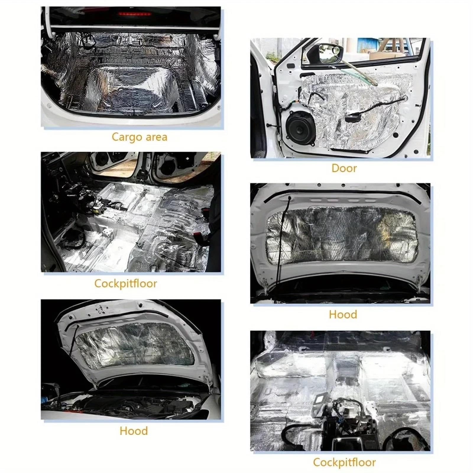 Aislamiento automóviles Rollo De Algodón Insonorizante Para Coche Tapete Autoadhesivo Ignífugo Para Reducir El Ruido En Techos Puertas Suelos Y Capós Algodón insonorizado motor(1PC-L-500x2000x10mm)