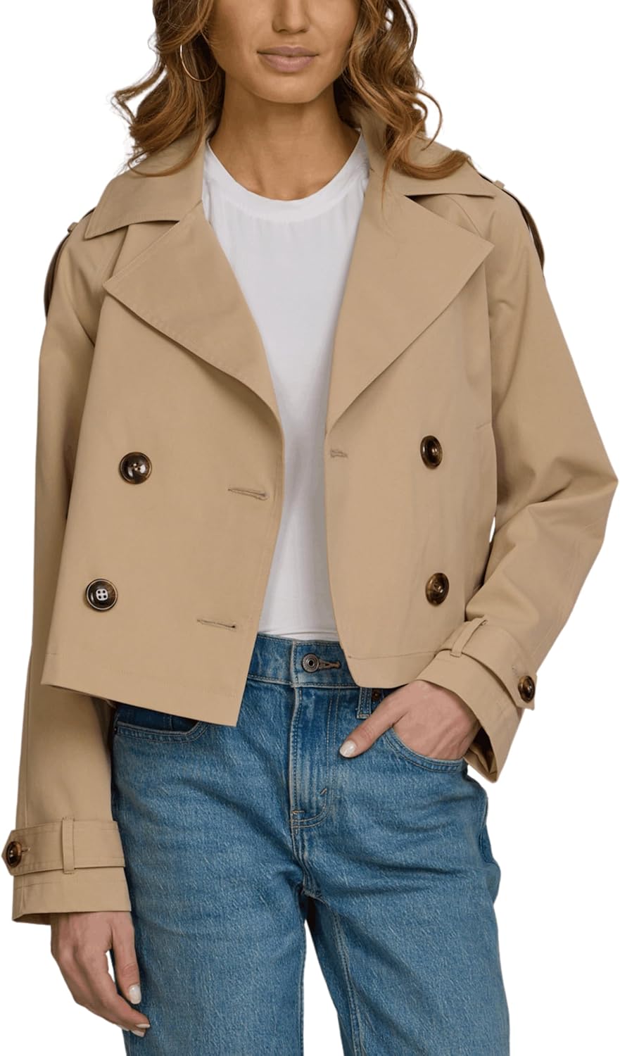Steve Madden Cropped Lapel Trench Coat, Spring Jackets for Women, Womens Lightweight Work Jackets