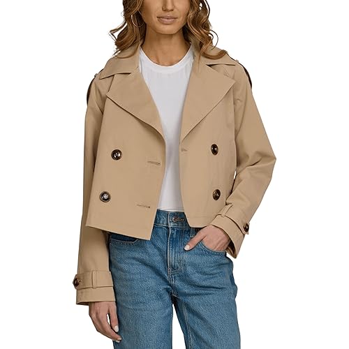 Steve Madden Cropped Lapel Trench Coat, Spring Jackets for Women, Womens Lightweight Work Jackets