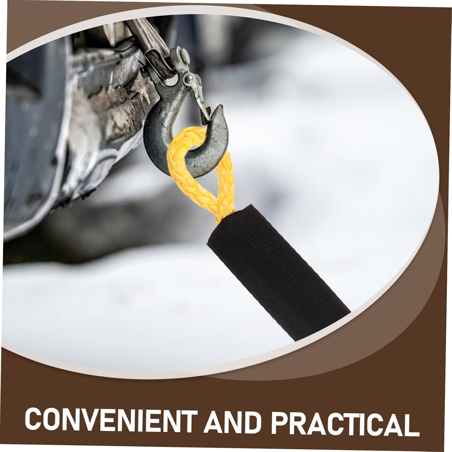 Alipis Synthetic Shackle Towing Recovery Strap Versatile 30ft Winch Rope Protective Sleeve for-Road Vehicles and Emergency Recovery Random Color