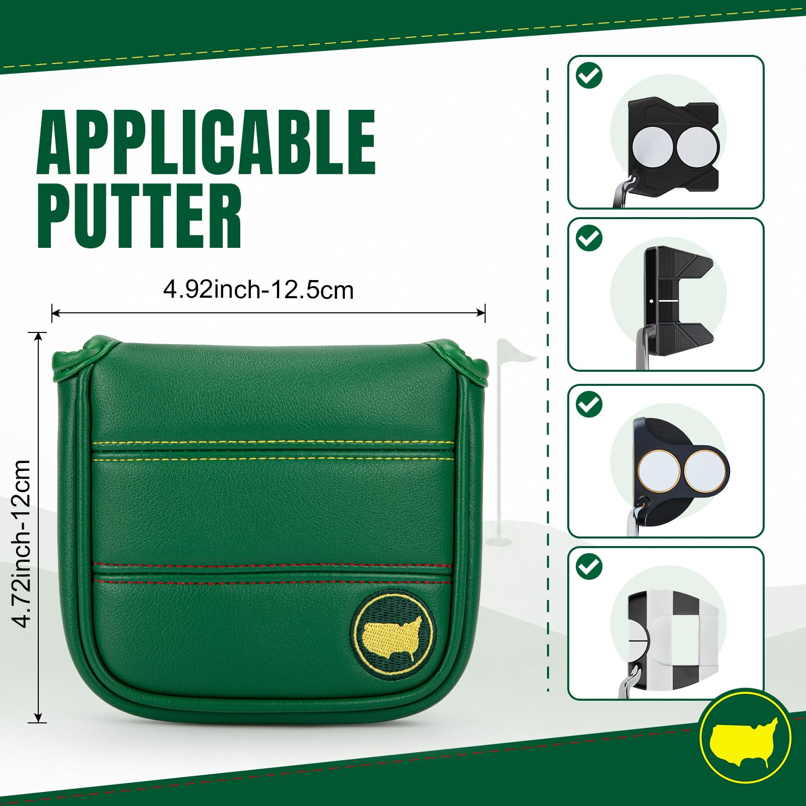 Montela Golf Cubiertas para putter de mazo, cubierta para cabeza de putter, cubiertas de palo de golf, fundas de piel para cabeza de putter, funda para cabeza de golf con imán para Scotty Cameron