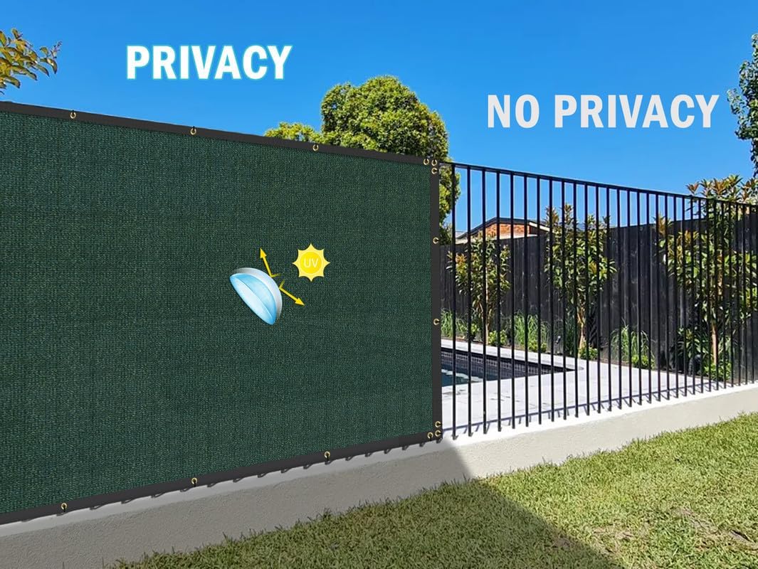 Coarbor 7'x2' Privacy Fence Screen Cover Mesh Blocker with Brass Grommets 180GSM Heavy Duty Fencing for Outdoor Back Yard Patio and Deck Backyard Garden Blocking Neighbor Green