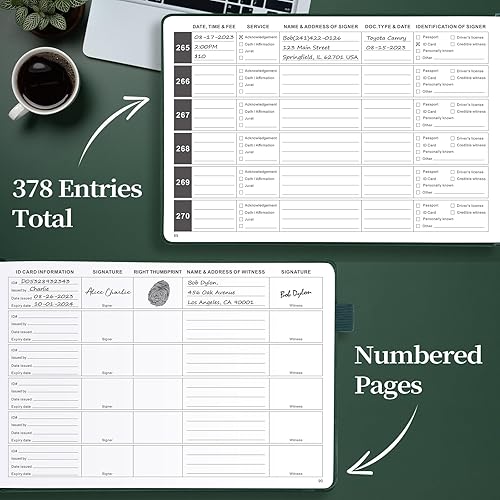 Miniatura 3 de JUBTIC Libro de registro de notario - Diario público de notario de actos notariales - Suministros notariales con guardia de privacidad - Horizontal,