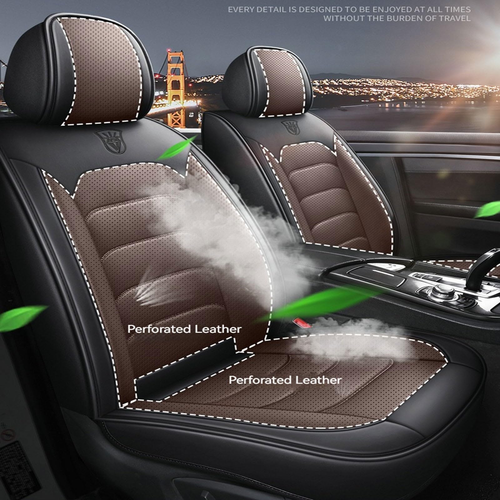 Lot complet de housses de siège de voiture pour V-W Golf 7 en cuir, compatibles avec airbags latéraux
