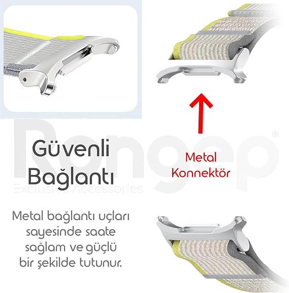 Rongep Samsung Galaxy Watch Ultra 47mm ile Uyumlu Hook Loop Kumaş Kordon Terletmeyen Cildi Tahriş Etmeyen Nefes Alabilen Yapılı Cırt Cırt Tasarımlı Deformasyona Dayanıklı Rahat Kayış