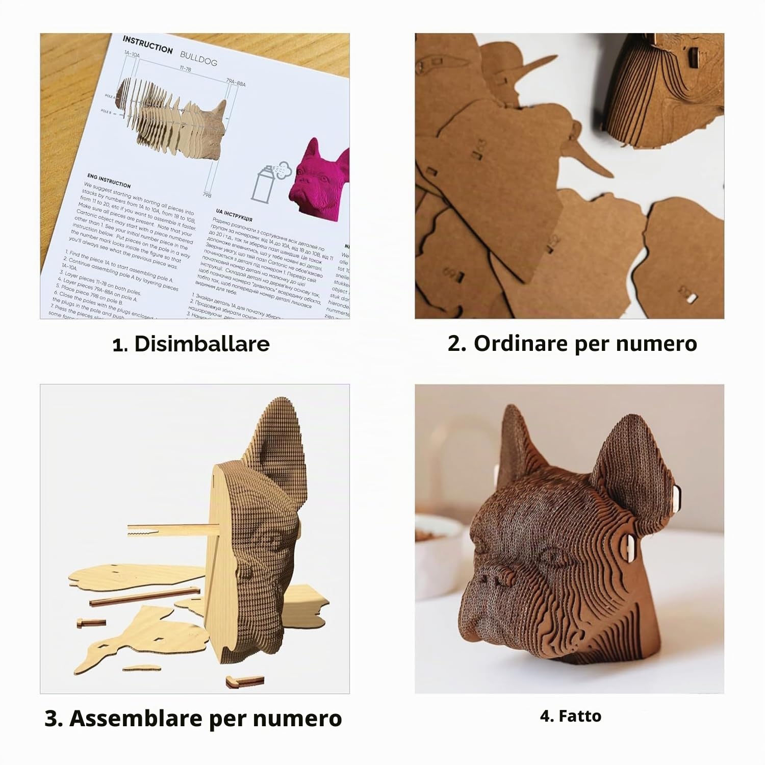 Bulldog Francese Puzzle 3D in Cartone – Modellino da Costruire