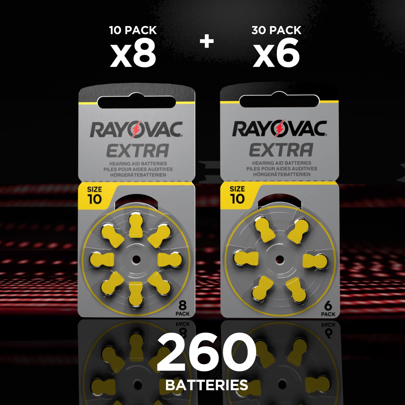260 Batterie Per Apparecchi Acustici Rayovac Extra 10. - 10 Blister da 8 e 30 Blister da 6 Pile