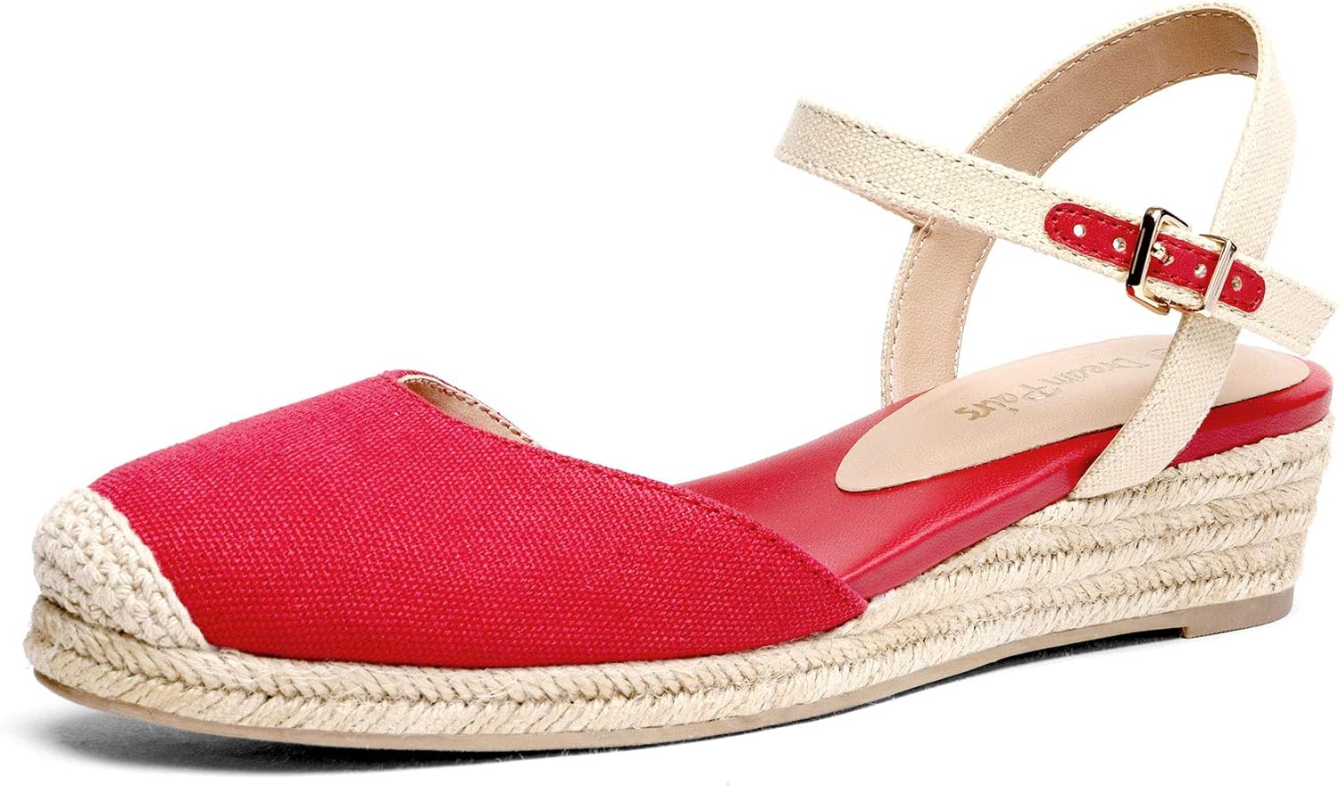DREAM PAIRS Women's Closed Toe Elastic Ankle Strap Espadrilles Wedge Sandals
