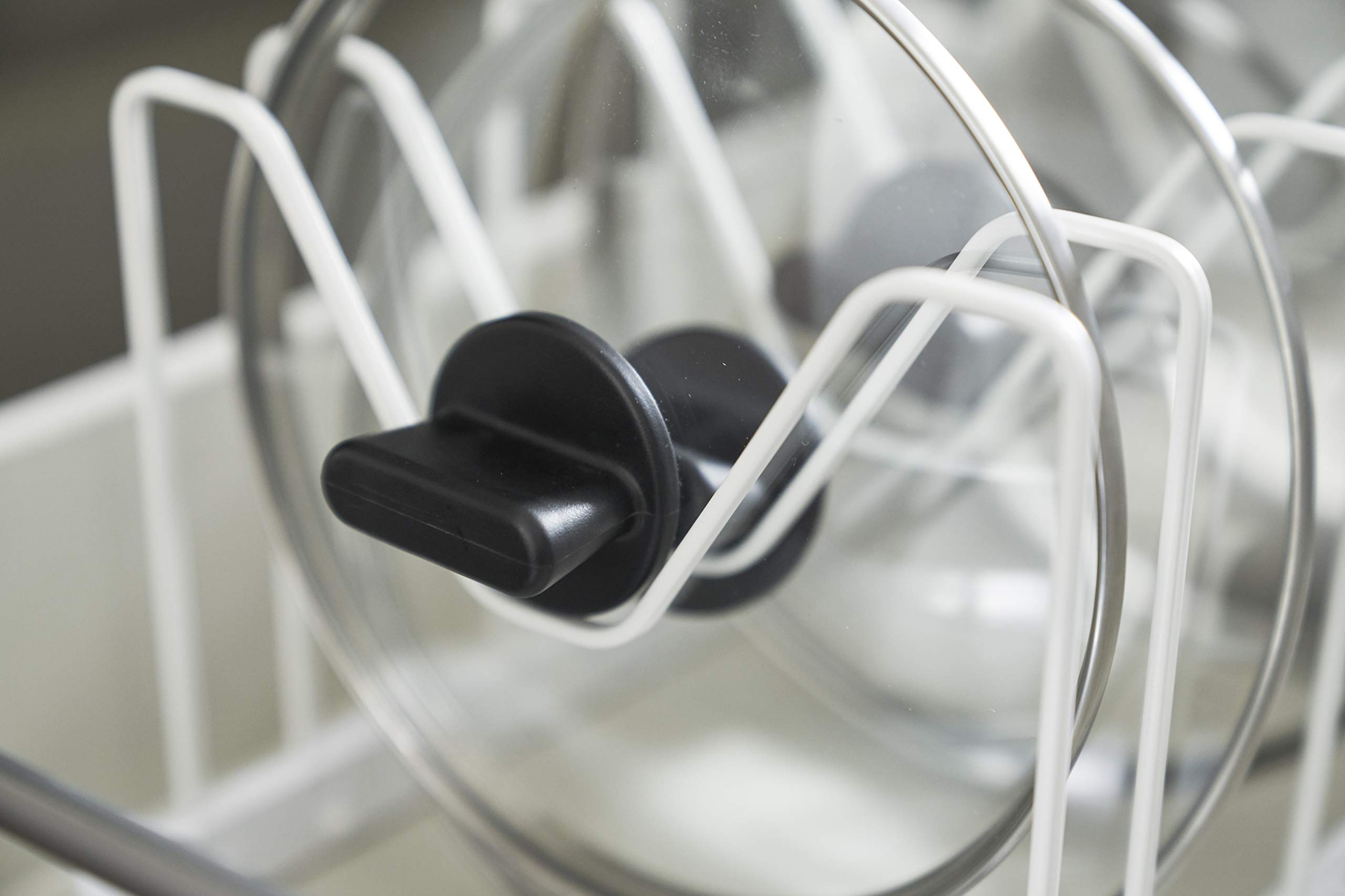 YAMAZAKI home 3840 Adjustable Lid & Pan Organizer-Kitchen Drawer Storage Shelf Rack, One Size, White