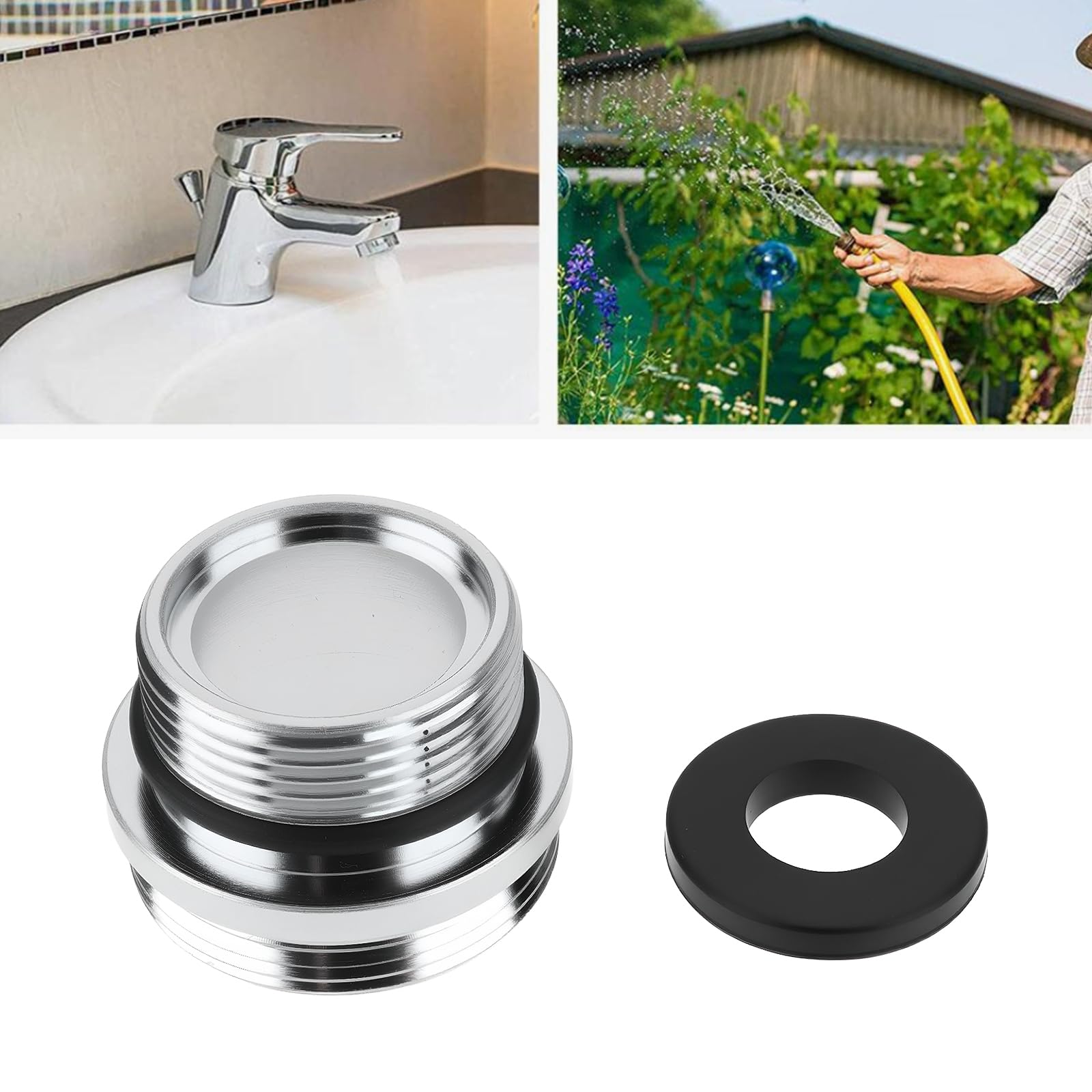 Be In Your Mind 2Pcs Outer M18.5 to Outer M22 External Thread Faucet Adapter Copper Water Purifier Adapter Suitable for Bathroom Kitchen Sink - Image 2