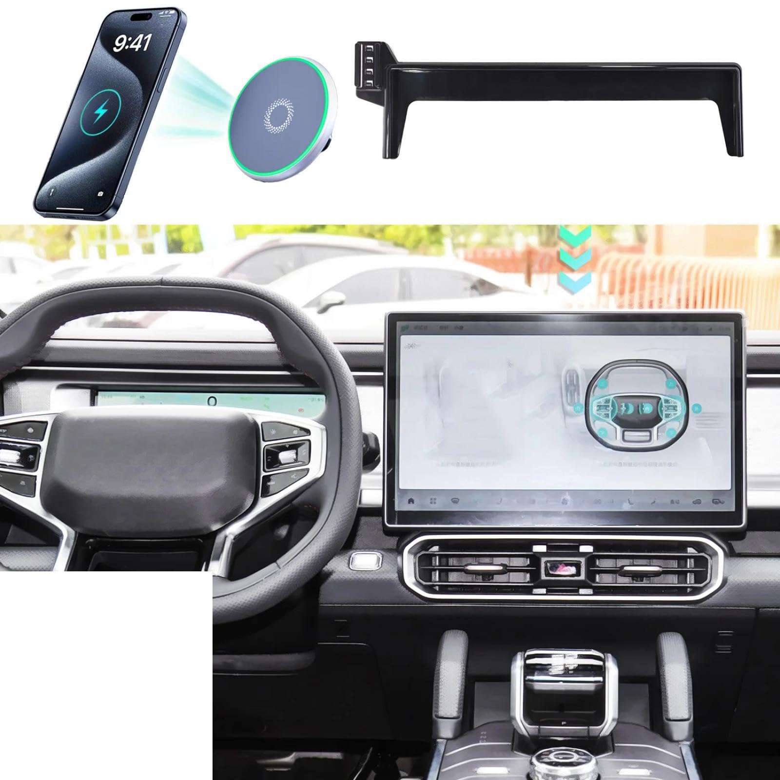 Soporte Móvil Coche para Jetour T2 2023-2024, Soporte para teléfono móvil de Coche con Clip para Rejilla de ventilación del Aire Acondicionado LHD