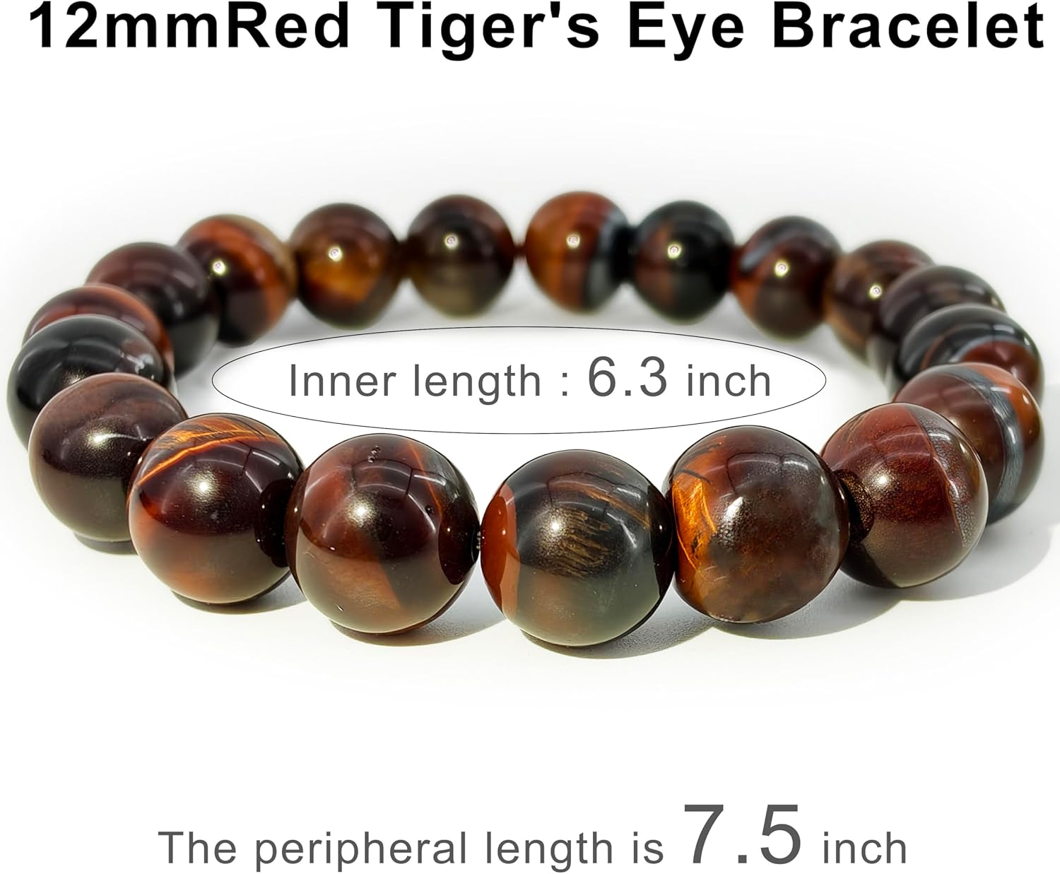 Natural Crystal Stone Golden Tiger's Eye Bracelet Black Obsidian Round Bead Elastic Energy Healing Bracelet for Men and Women Small, Medium, Large 6mm 8mm 10mm 12mm - Image 5