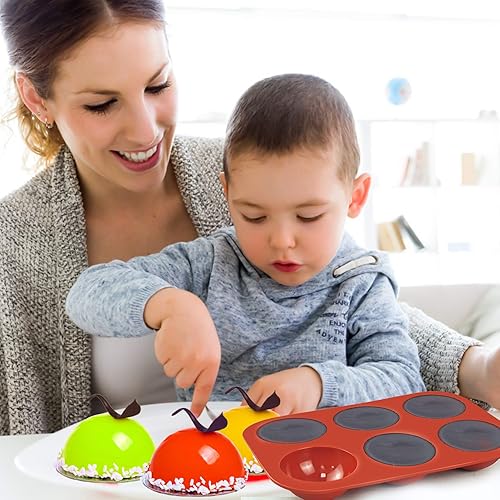 Miniatura 8 de BUSOHA Moldes de silicona para chocolate, paquete de 3 moldes de silicona para hornear pasteles de 6 cavidades, molde mediano para hornear