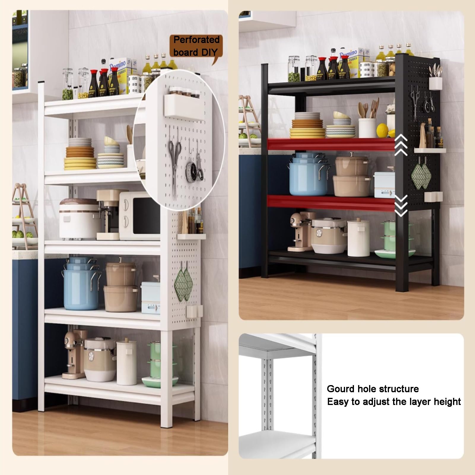 Scaffale regolabile in metallo per cucina, dispensa, garage, bagno, organizer per regali di inaugurazione della casa, accessori essenziali per la casa (120 x 30 x 121 cm)