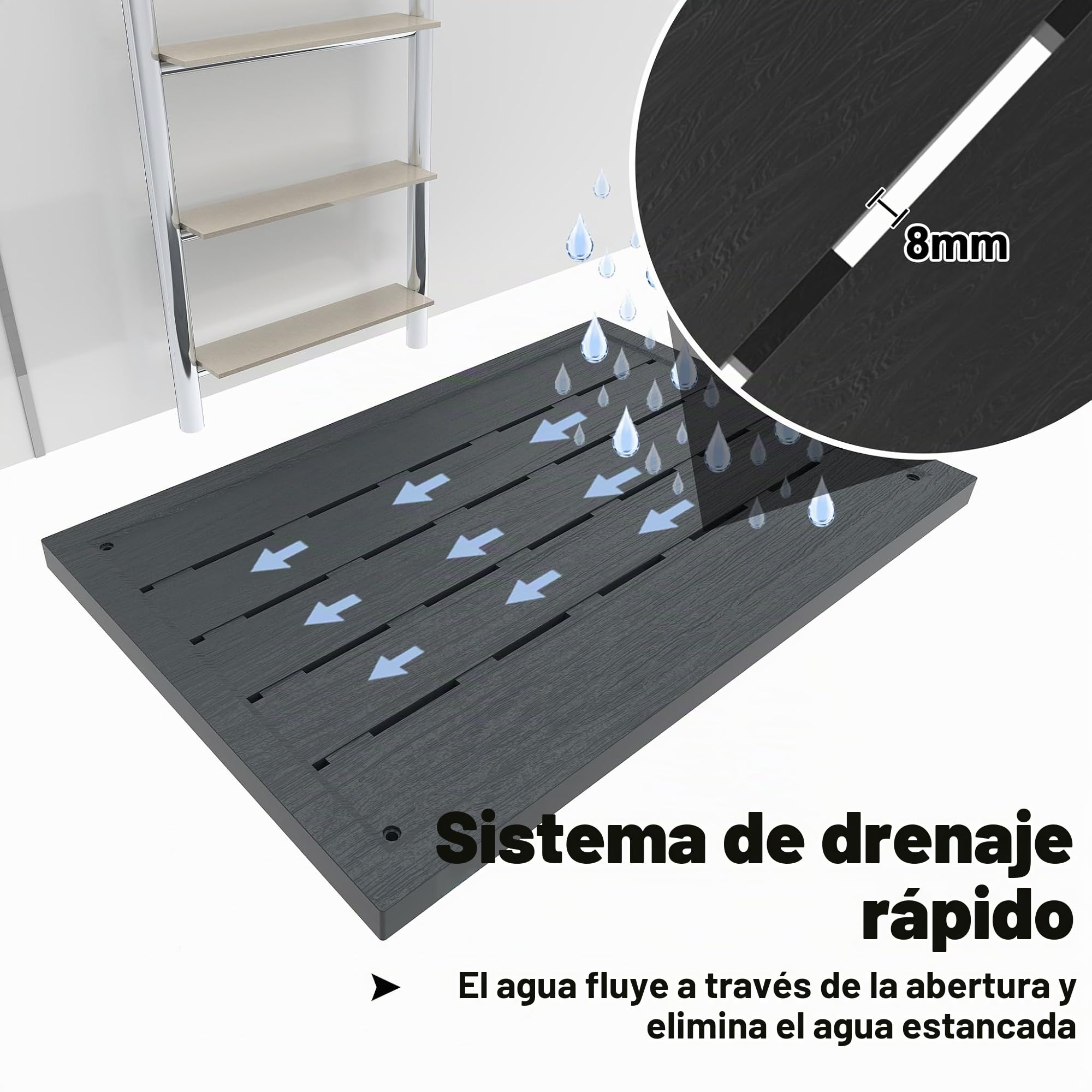 FIVMEN Elemento de Suelo de Plástico para Ducha Solar y Jardín, Placa Antideslizante con Protección UV, para Piscina y Escalera, 100 x 65 x 4 cm