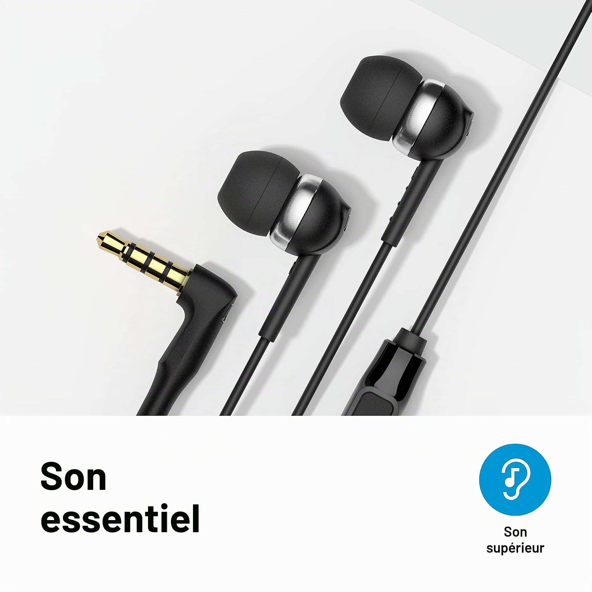 Sennheiser CX 80S Écouteurs Intra-Auriculaires avec télécommande Intelligente intégrée à Un Bouton Noir