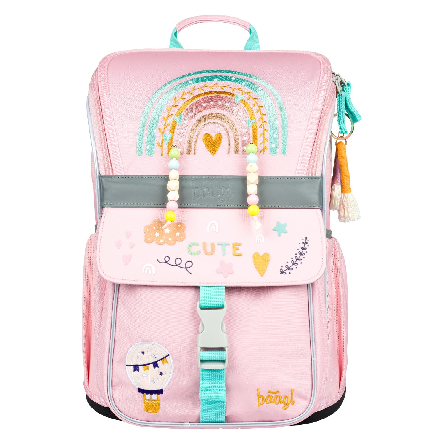 Baagl Schulranzen Jungen Mädchen Set 5 Teilig (Zippy Schultasche für 1. Klasse, Mäppchen, Turnbeutel, Schürze, Brustbeutel), Grundschule Ranzen, Ergonomischer Schulrucksack, 18 l