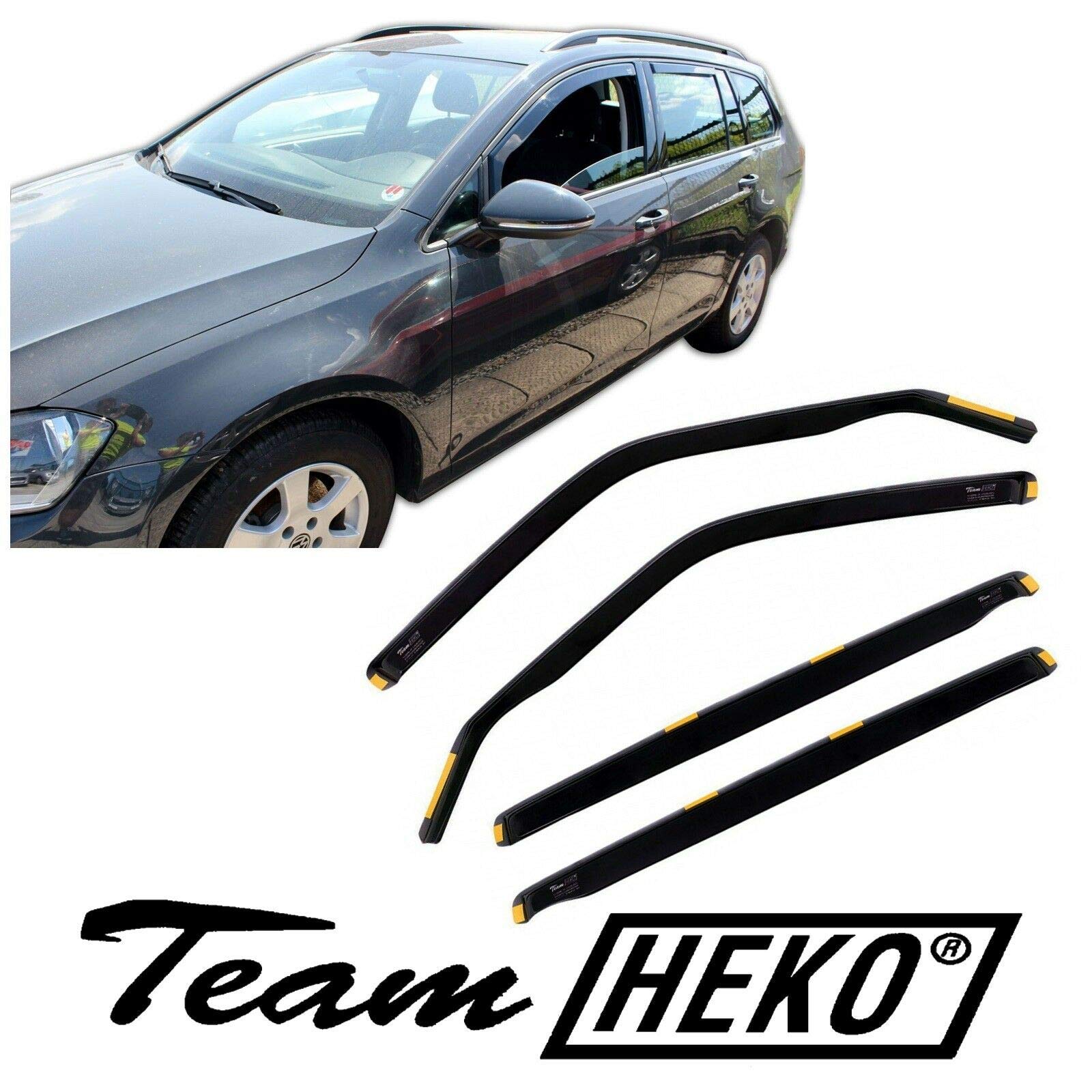 J&J AUTOMOTIVE Deflettori d'Aria per Volkswagen Golf 7 5-Porte Berlina 2012-2019, Set da 4 Pezzi, Nero Fumé Oscurato Heko