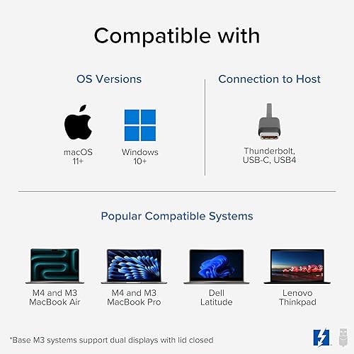 Miniatura 4 de Plugable Base Thunderbolt 4 16 en 1 con carga de 100 W configuración de monitor cuádruple 4K para portátiles Thunderbolt 4 Windows base certificada
