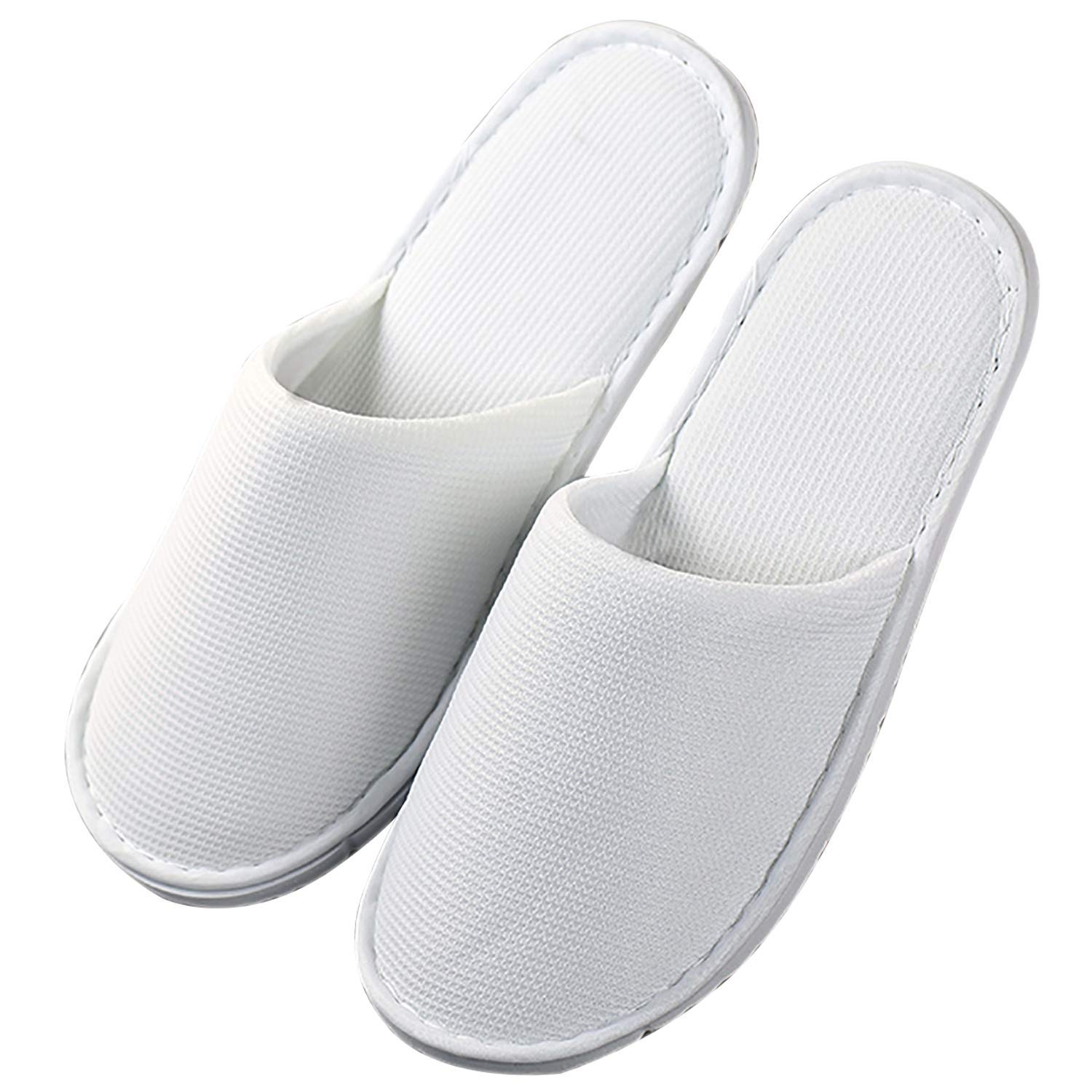 Spa Slippers - 6 Pairs of Cotton Velvet Closed Toe Slippers with Travel Bags - Non-Slip, Disposable Slippers - Fits Most Men and Women - Perfect for Home, Hotel, or Commercial Use (6 Pair)