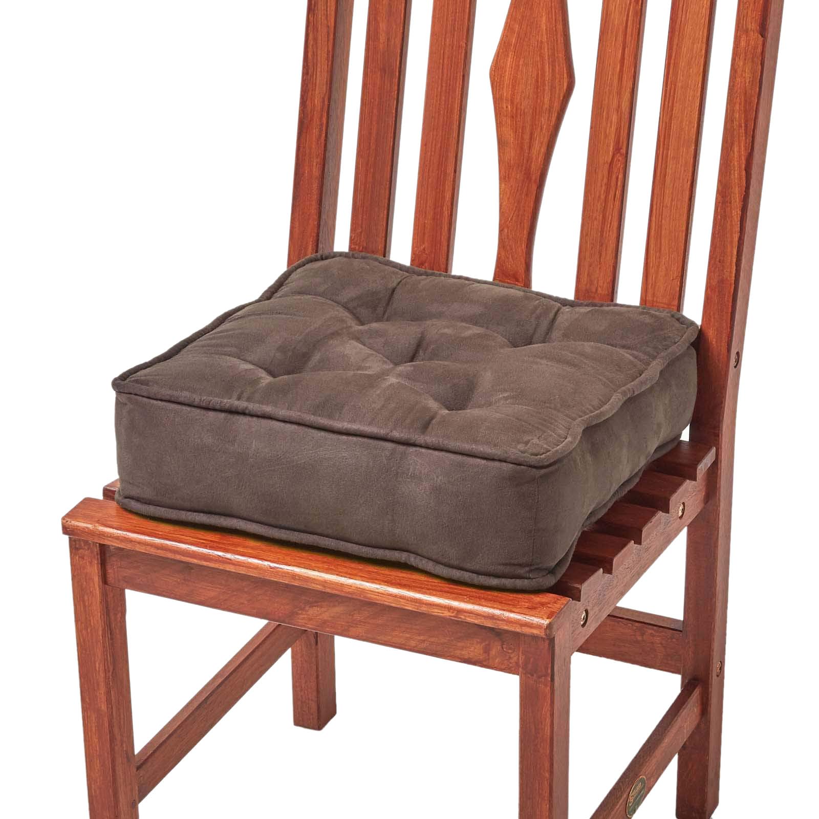 Homescapes Women's Chocolate Brown Dining Chair Booster Cushion Large Firm 40Cm Square Seat Pad With Supportive 10Cm Thick Lift Soft Faux Suede Cushion For The Elderly, Post-Operative And Pregnancy