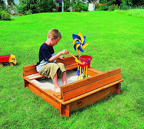 Prikker Sandkasten DONALD | Abdeckung klappbar | Aus Kiefernholz | 100 x 100 cm - 4260321828660 Prikker Sandkasten DONALD | Abdeckung klappbar | Aus Kiefernholz | 100 x 100 cm