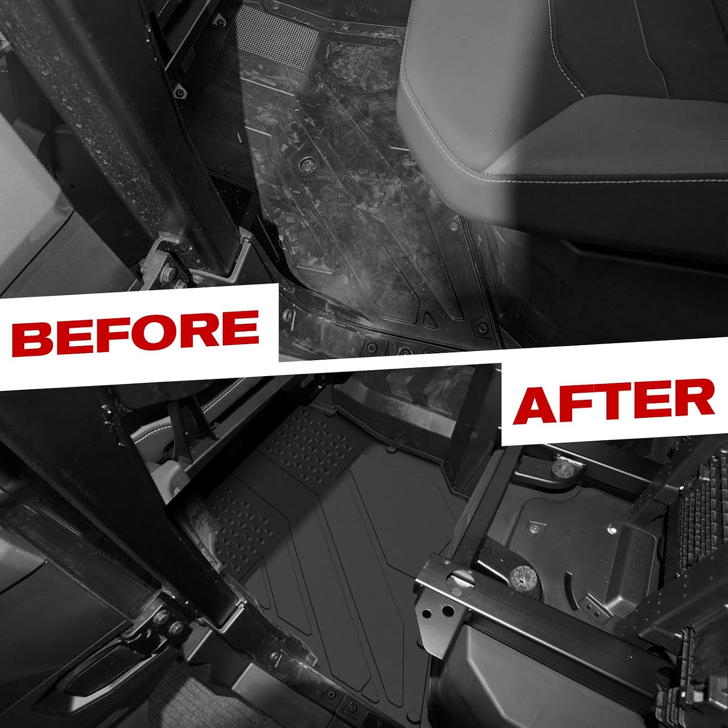 Floor Mats for 2024 Polaris Ranger XD 1500, TPE Front & Rear Row Floor Mats All Weather Protection Durable Slush Liners for Polaris Ranger Crew XD 1500 Northstar All Models 2025+ Accessories
