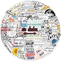 Vista 2 de Calcomanías motivacionales en español 50 unidades de calcomanías de vinilo impermeables para botellas de agua, laptop, equipaje, taza