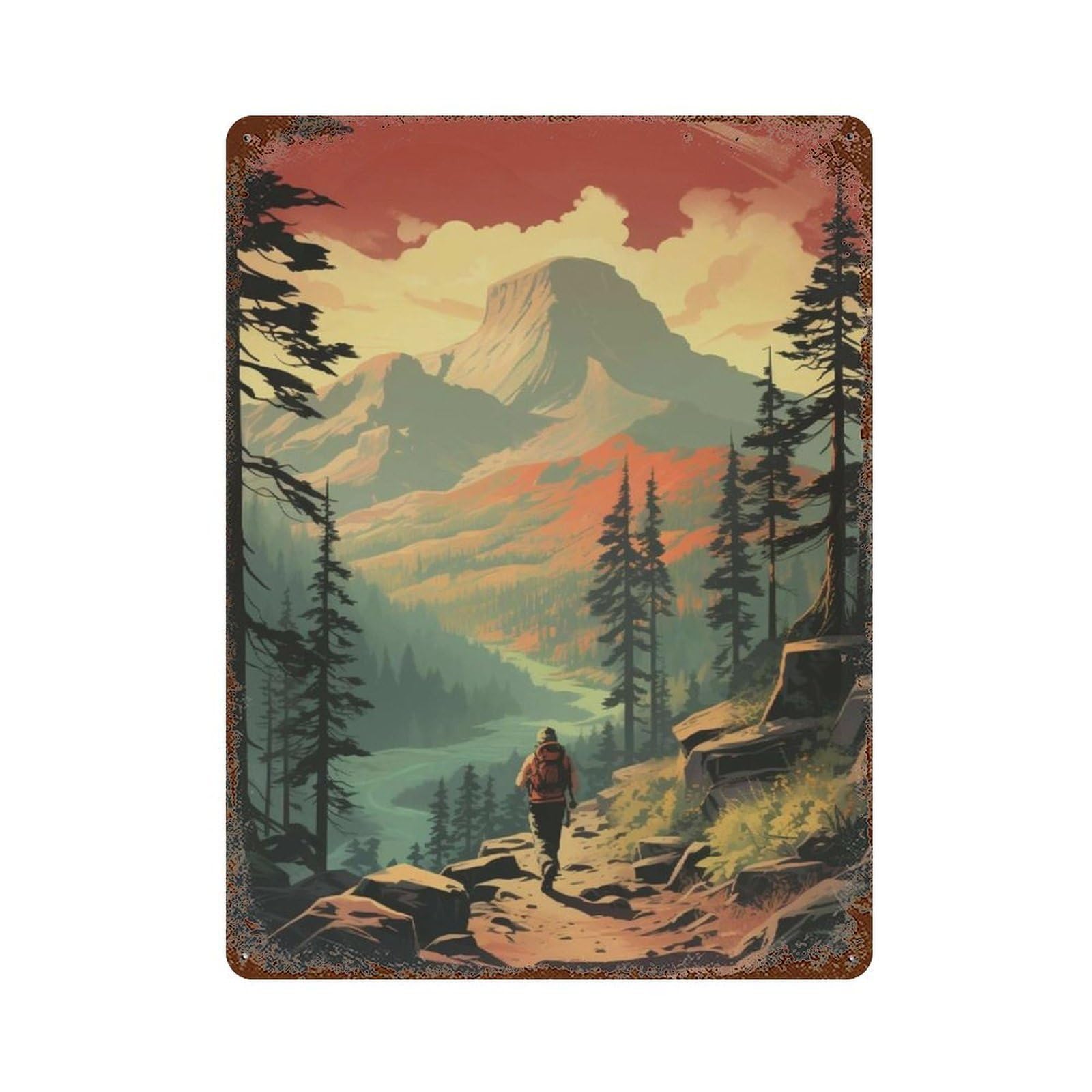 xiaoxiaoshen Vintage Hiking Forest Wall Decor Art Metal Tin Poster Modern Home Decor Art Home Bar Shop Decorations Vintage Sign 40x30cm