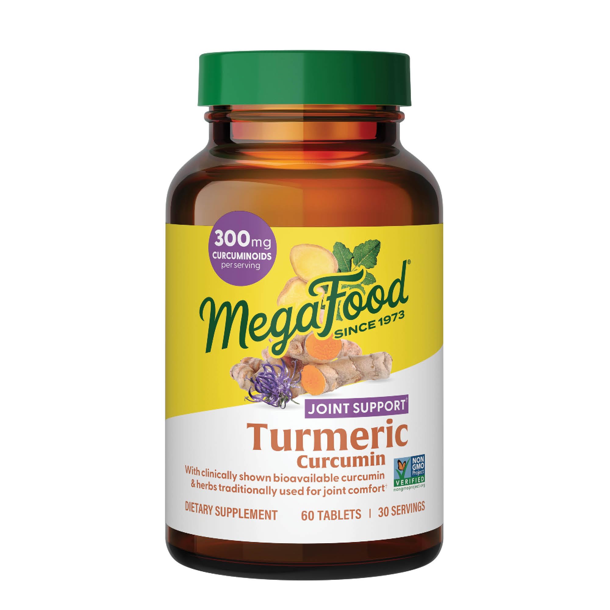 MegaFoodTurmeric Curcumin Extra Strength - Joint Support Supplement - Turmeric Curcumin with Black Pepper & Boswellia Extract - Vegan - Made Without 9 Food Allergens - 60 Tabs (30 Servings)