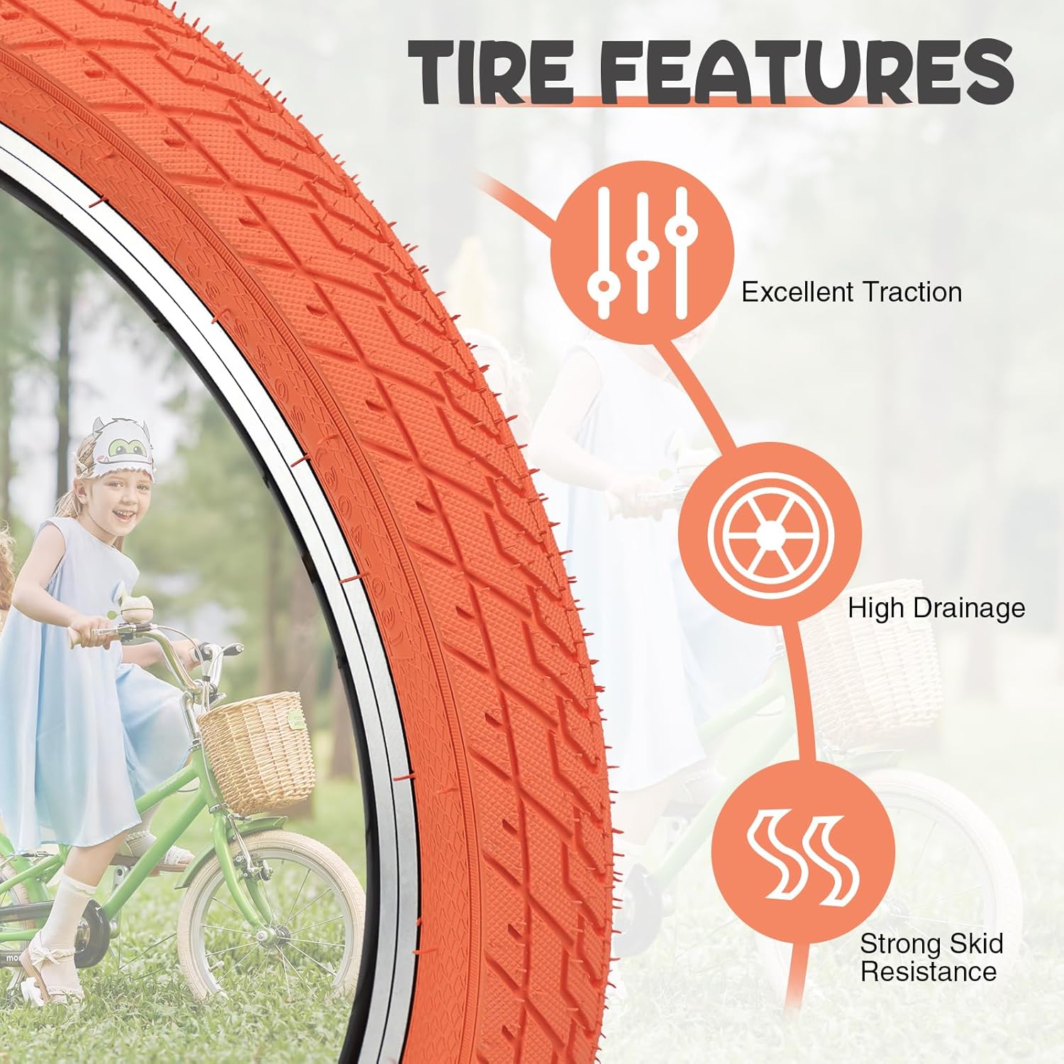 ZUKKA 20 x 2.35 Bike Tire 1/2 Pack 20 inch x 2.35 BMX Bike Tire Folding Replacement Tire for MTB Mountain Bike, BMX Bicycle Commuter Bike