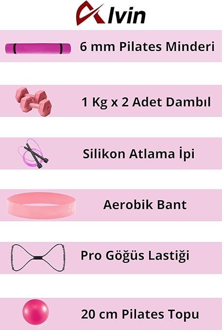 Tüm Vücut Fitnessı İçin İdeal Pilates Seti - Mindere, Dambıla ve Daha Fazlasına Sahip!