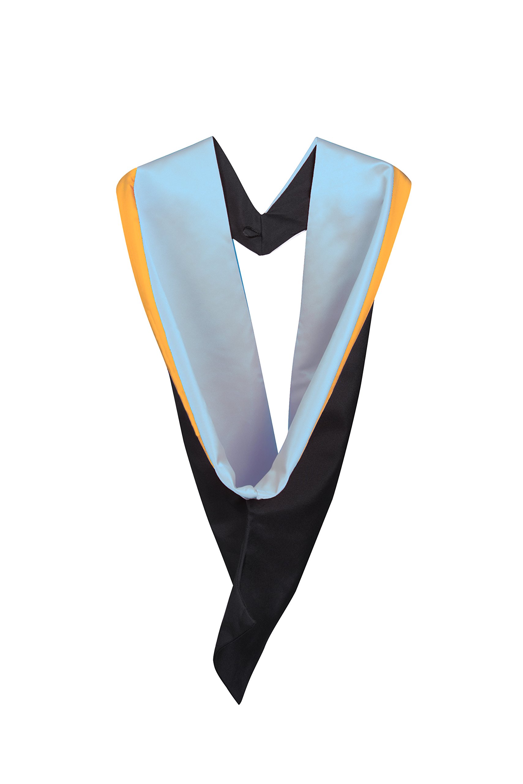 Evs Evess Unisex Sky Blue With Gold Rim University Academic Graduation Hood (Bachelor) - Hood Only (Sky Blue With Gold Rim)
