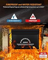 Vista 2 de JUNDUN Bolsa de documentos ignífuga con aislamiento térmico de 5200 ℉, bolsa de dinero impermeable e ignífuga de 14.0 x 10.4 pulgadas, bolsa