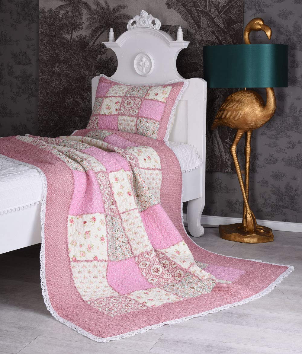 Kds028 Palazzo koc patchworkowy Shabby Quilt, 150 x 200 cm, narzuta pikowana
