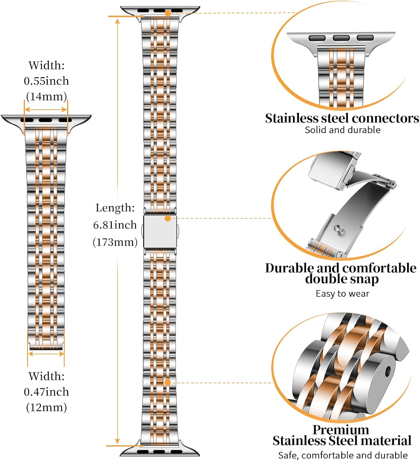 Slim Stainless Steel Band Compatible with Apple Watch Band 38mm 40mm 41mm 42mm 44mm 45mm 46mm 49mm,Women Fashion Metal Replacement Strap for iWatch Bands Series 11 10 9 8 7 6 5 4 3 2 1 SE - Image 4