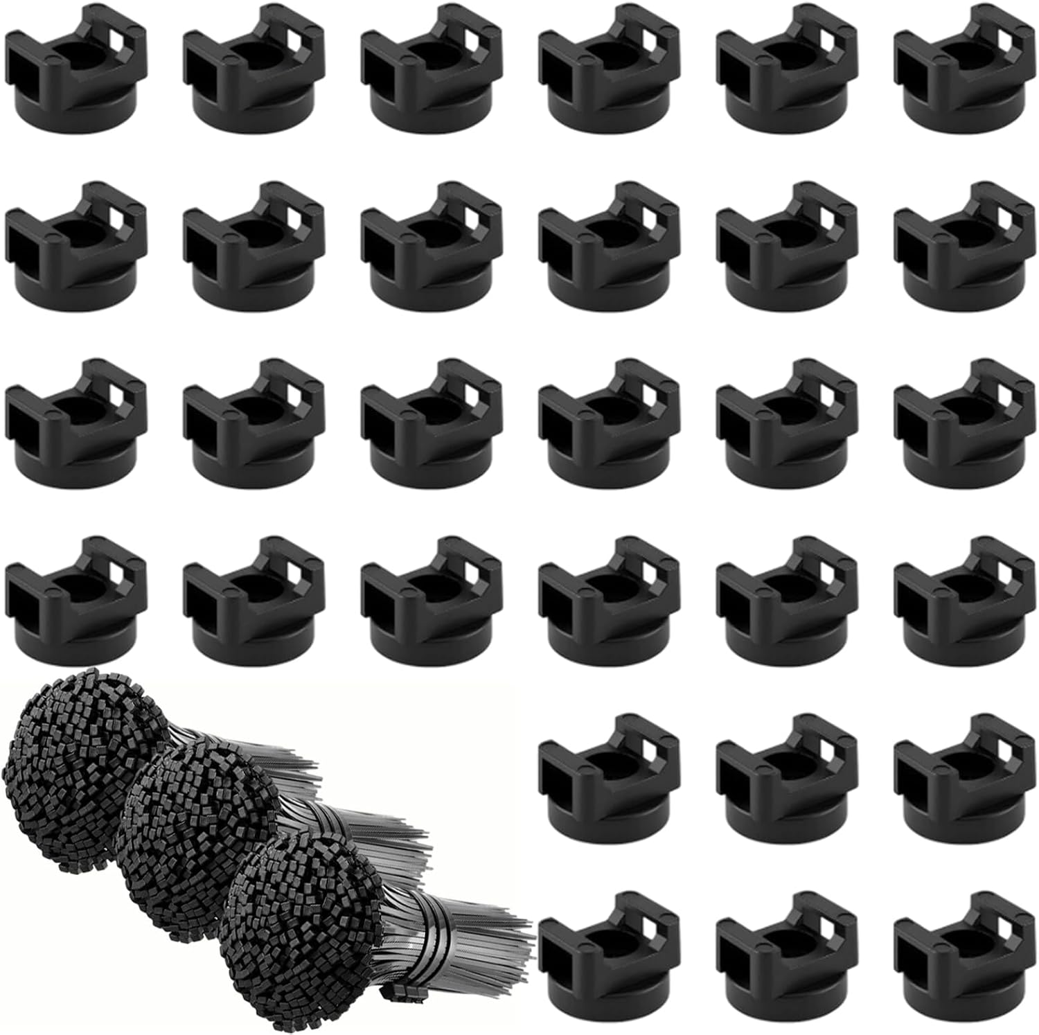 30 Pcs Magnetic Zip Tie Mounts with 300 Cable Ties Magnetic Cable Clips Magnet Cable Holder and Wire Holder for Cable Management Home Office Garage Marine Electrical Wiring (22mm)