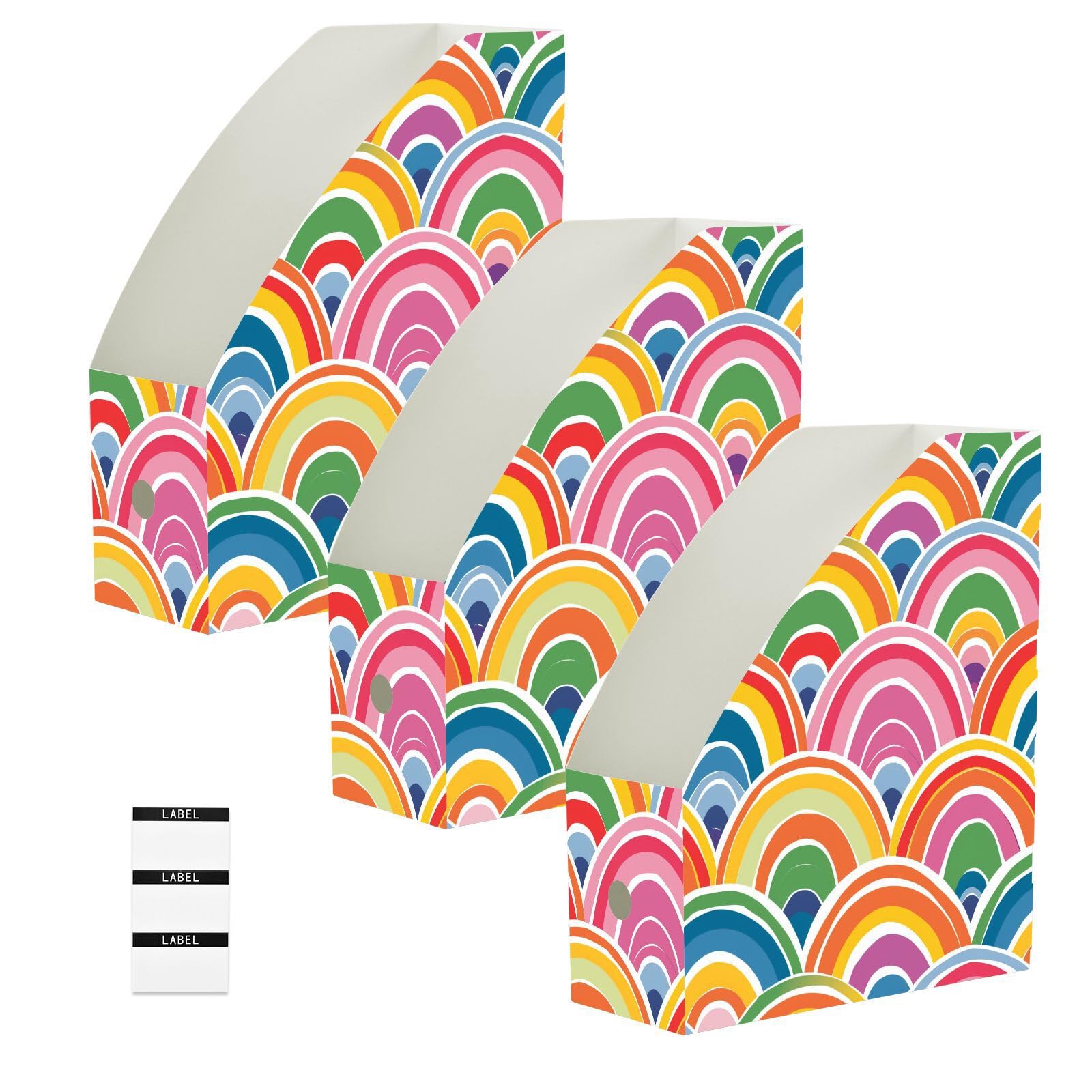 Boîtes de rangement pliables papier et courrier design arc-en-ciel pour bureau ordonné