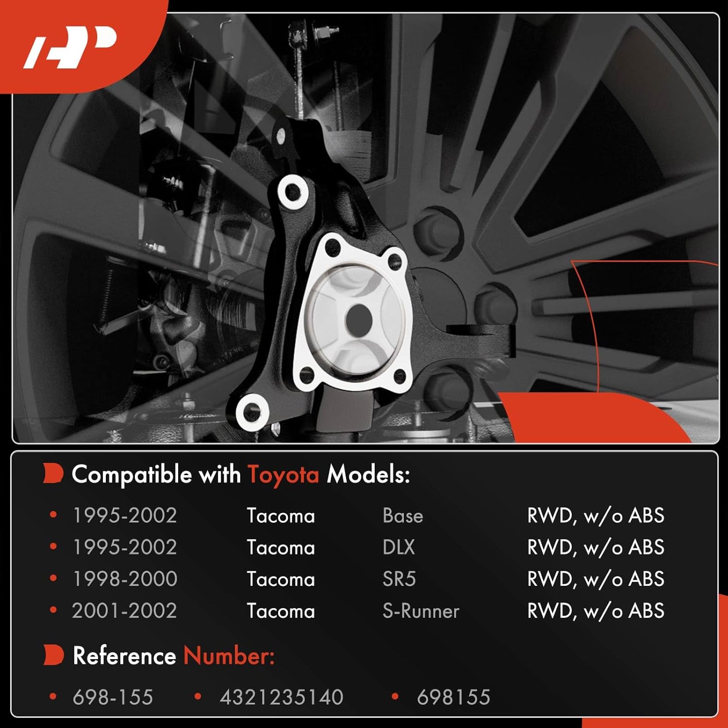 A-Premium Front Suspension Steering Knuckle Compatible with Toyota Tacoma 1995-2002, RWD and Non ABS, Left Driver Side