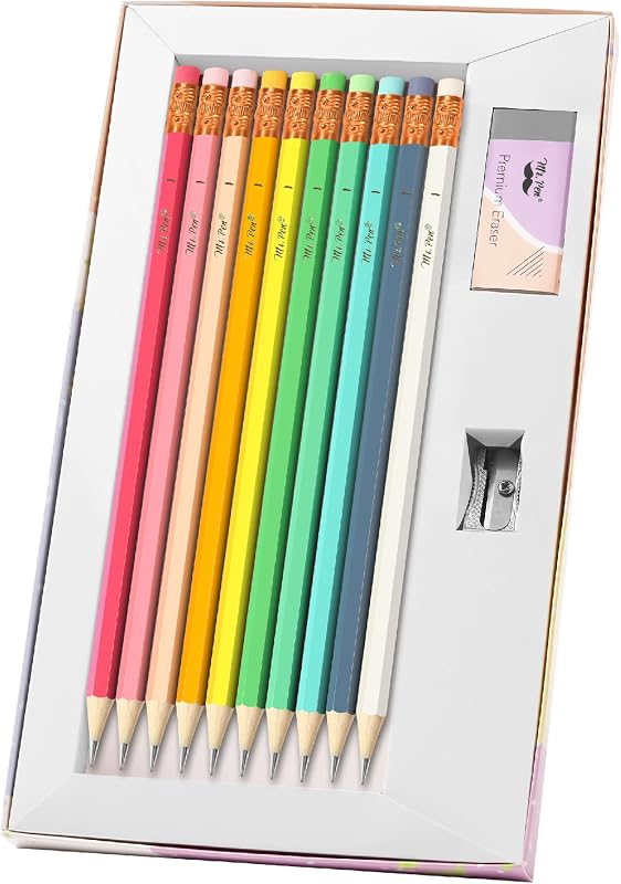 Mr. Pen- Pencils #2 HB, 10 Pack, Black Lead, Vibrant Wooden Barrels | Pencils Set for Gift