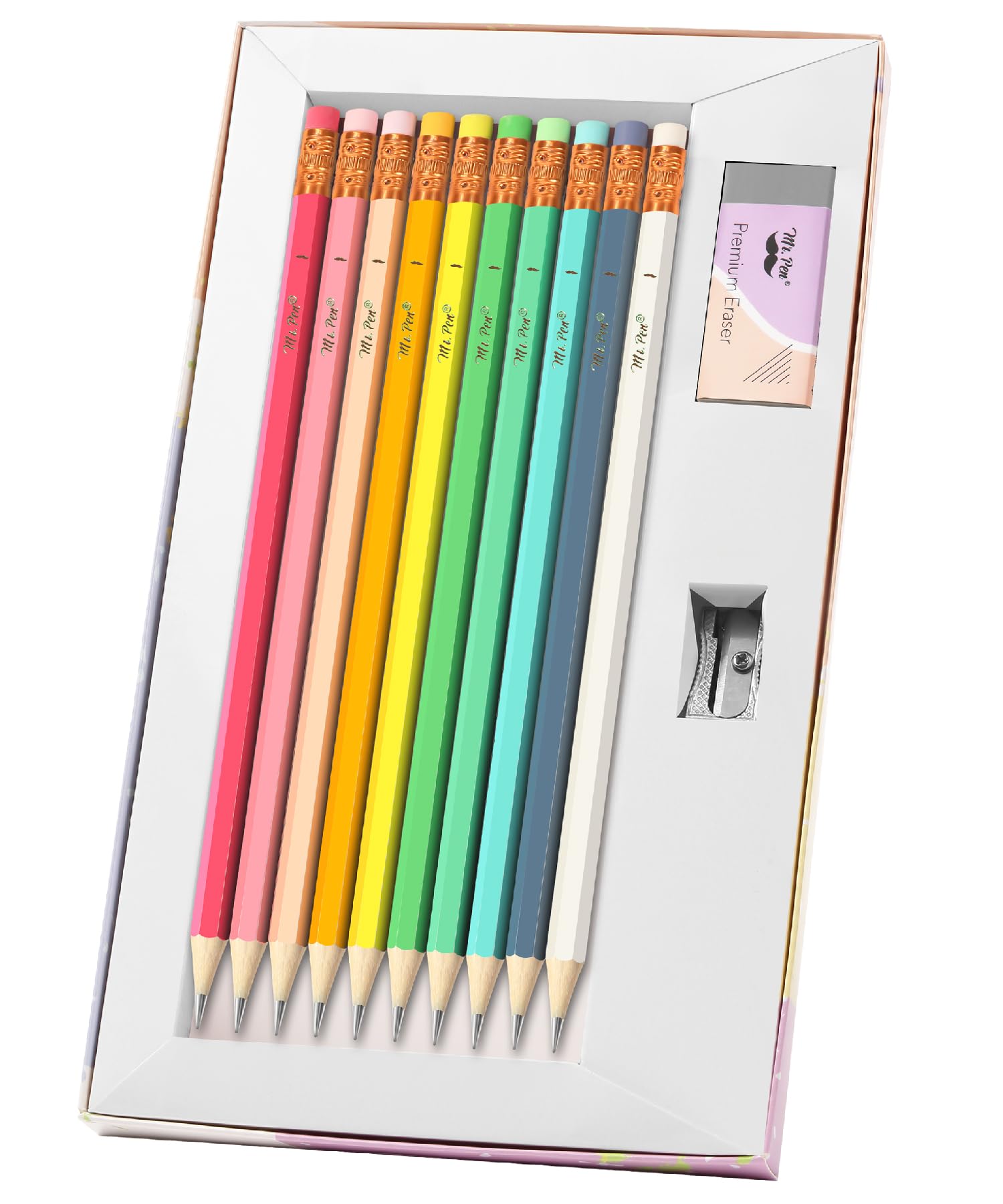 Mr. Pen- Pencils #2 HB, 10 Pack, Black Lead, Vibrant Wooden Barrels, Pencils Set for Gift, Back to School Supplies