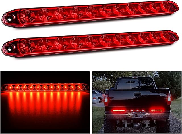 Nilight 2PCS 16Inch 11 LED Red Trailer Light Bar for Park Stop Turn signals Tail Brake Light DOT Compliant IP65 Waterproof Truck Trailer Marker ID Bar, 2 Years Warranty
