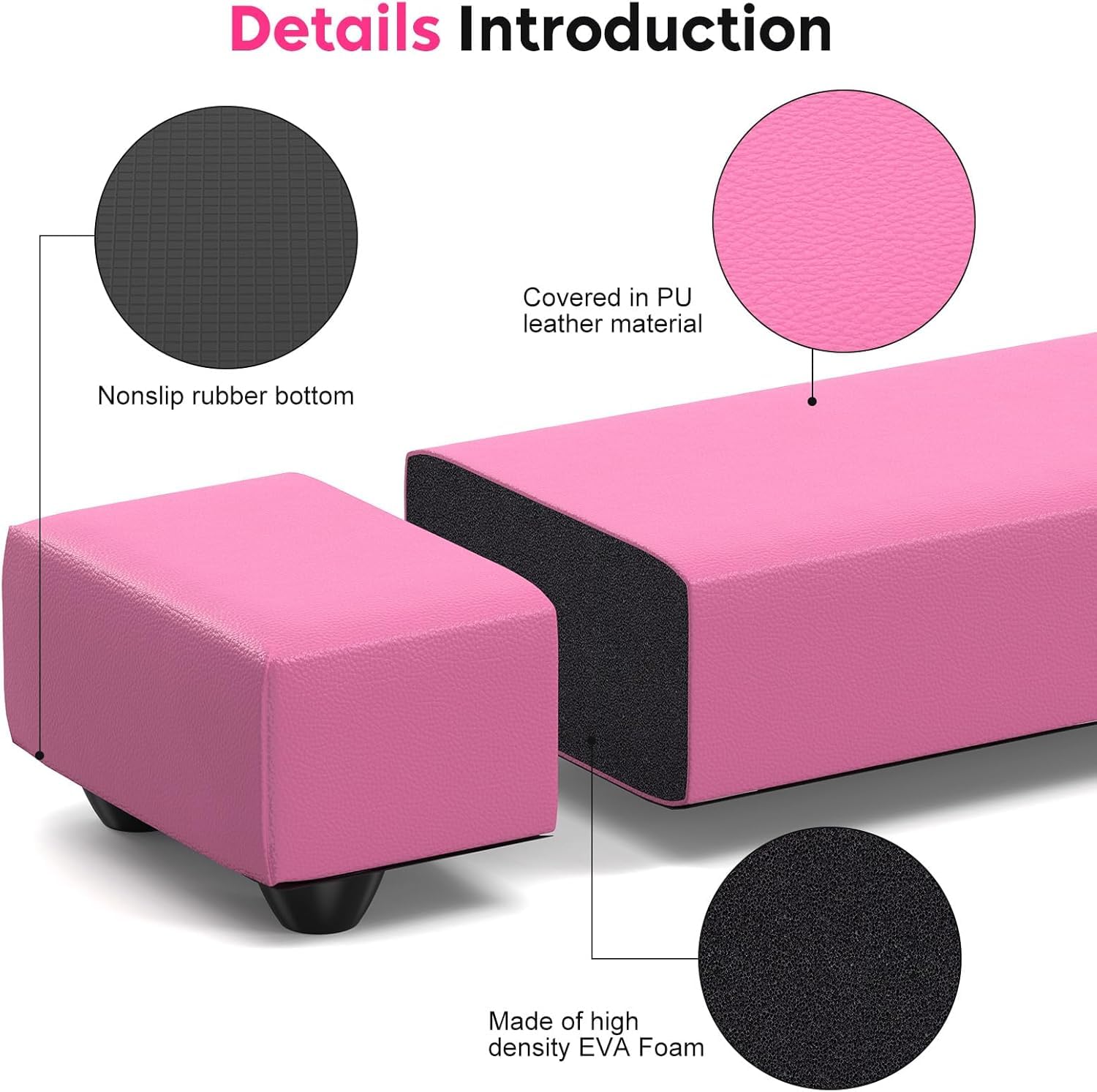 Poutre d'équilibre de Gymnastique, Barre de Gymnastique Pliable 2,1 m/220 LB en Similicuir Pliable pour entraînement à Domicile